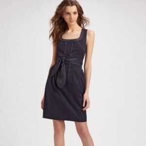 Tory Burch Navy Stitching Dress size 10 Sleeveless Tie
